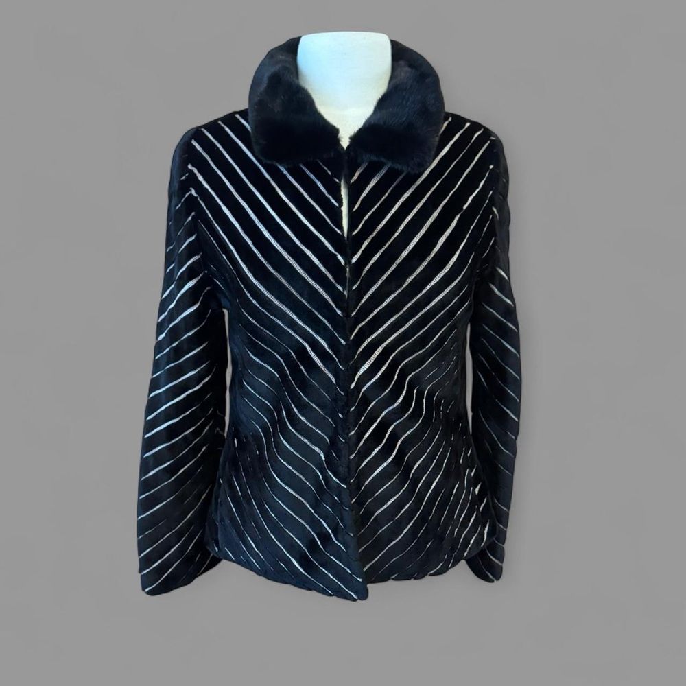 Saga Mink Fur striped blazer